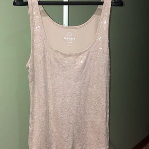 Old Navy Beige Sequin Tank Top